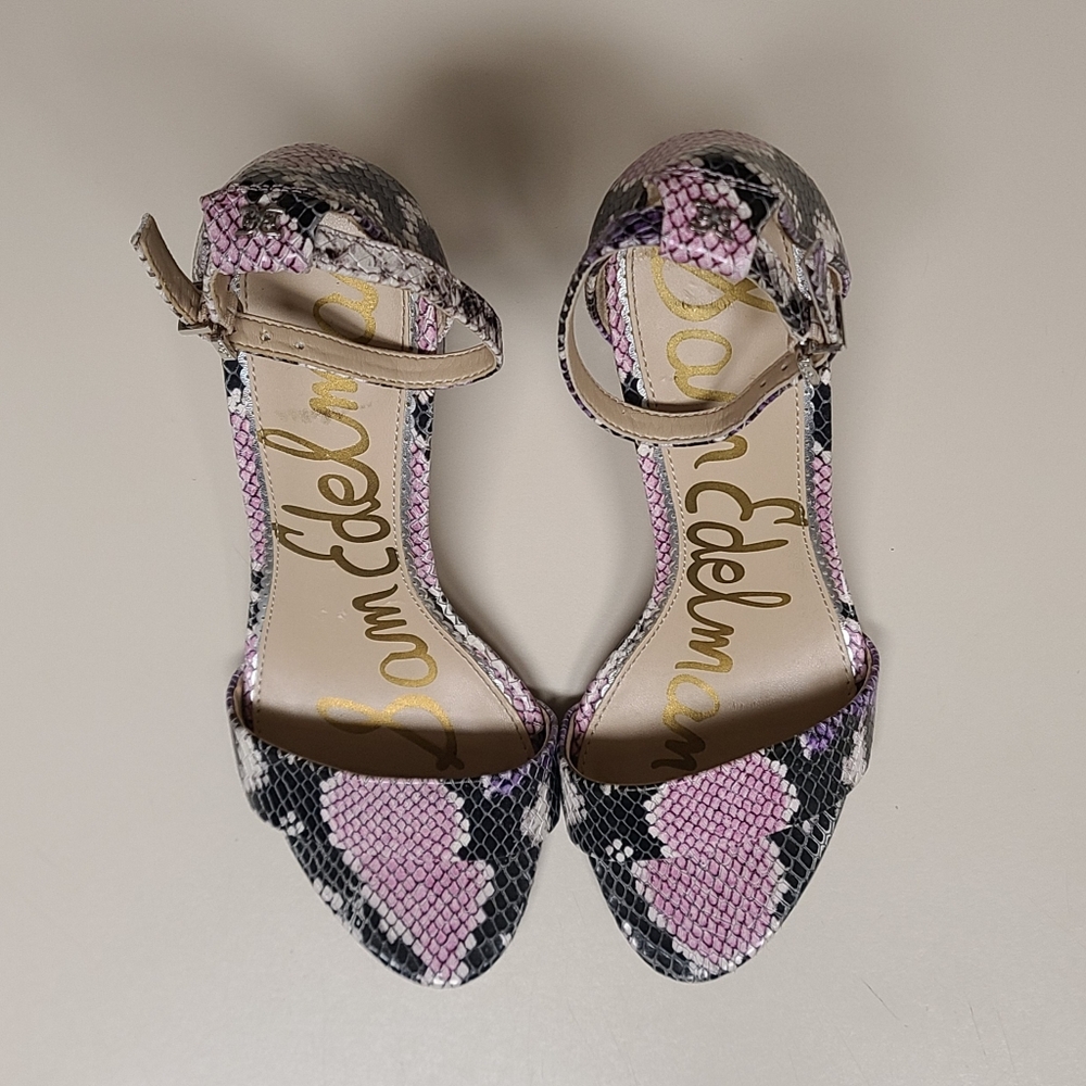 Sam Edelman Yaro snakeskin leather block heel sandals size 7 - Picture 5 of 12